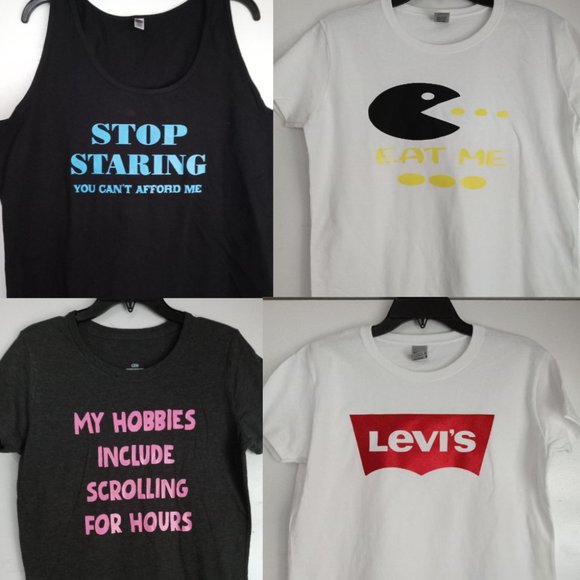 Brand New 4 Piece Set Sealed Women's Unisex Graphic Tees Size Large - Picture 1 of 1